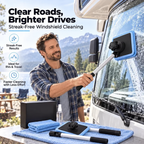 GlassWiz™ — Achieve Streak-Free Clarity with Effortless Dual-Sided Car Window Cleaning
