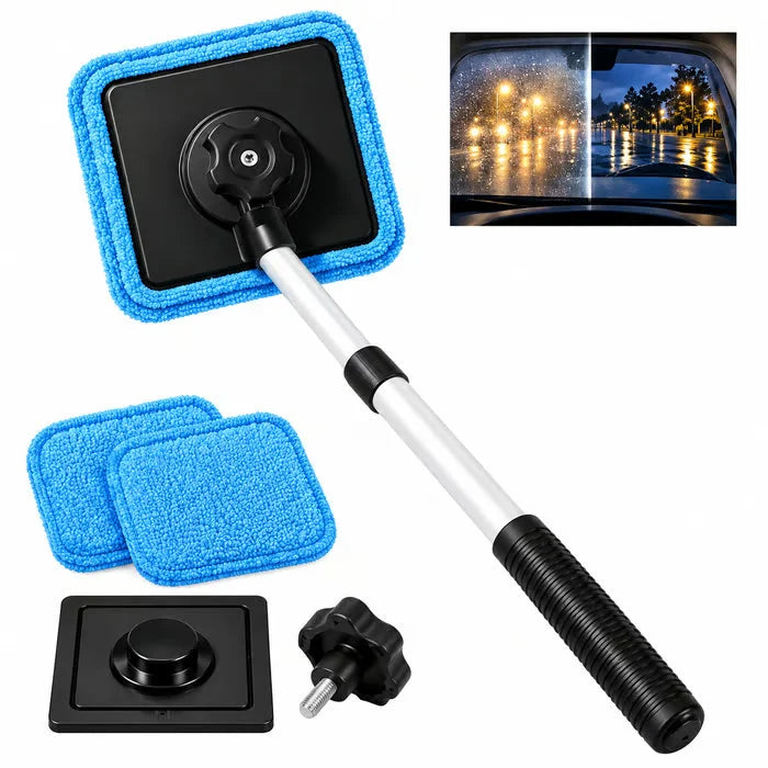 GlassWiz™ — Achieve Streak-Free Clarity with Effortless Dual-Sided Car Window Cleaning