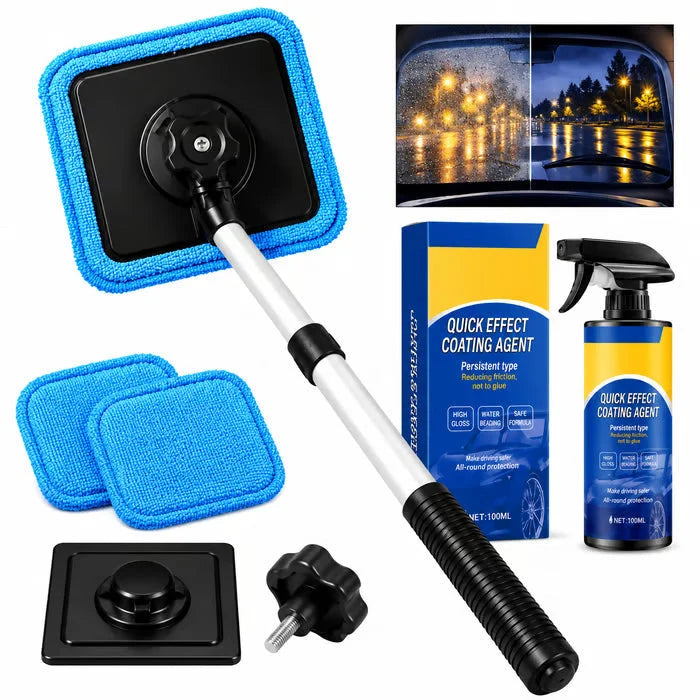 GlassWiz™ — Achieve Streak-Free Clarity with Effortless Dual-Sided Car Window Cleaning