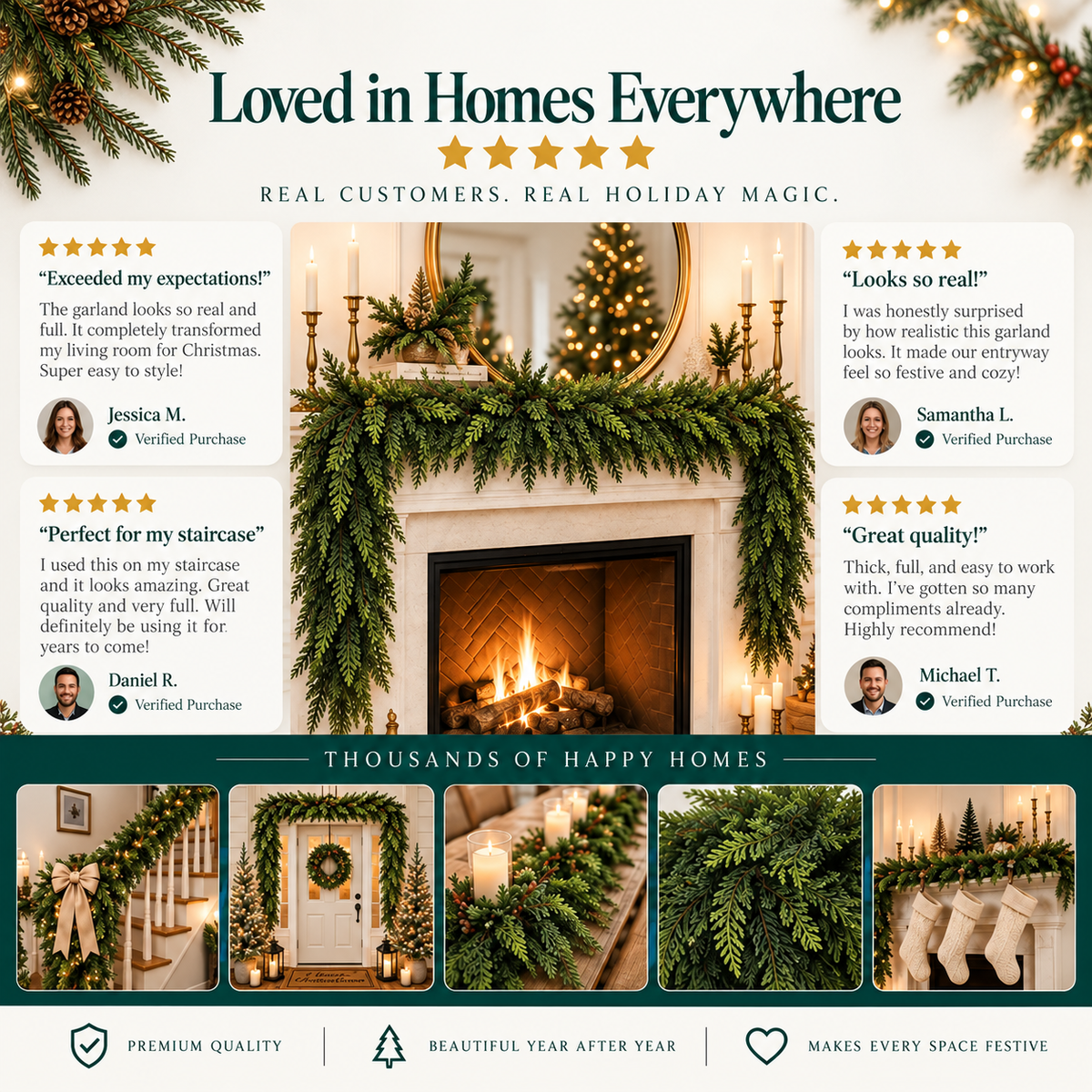 FestivaLuxe™ Christmas Garland — Transform Your Holiday Space with Timeless Elegance