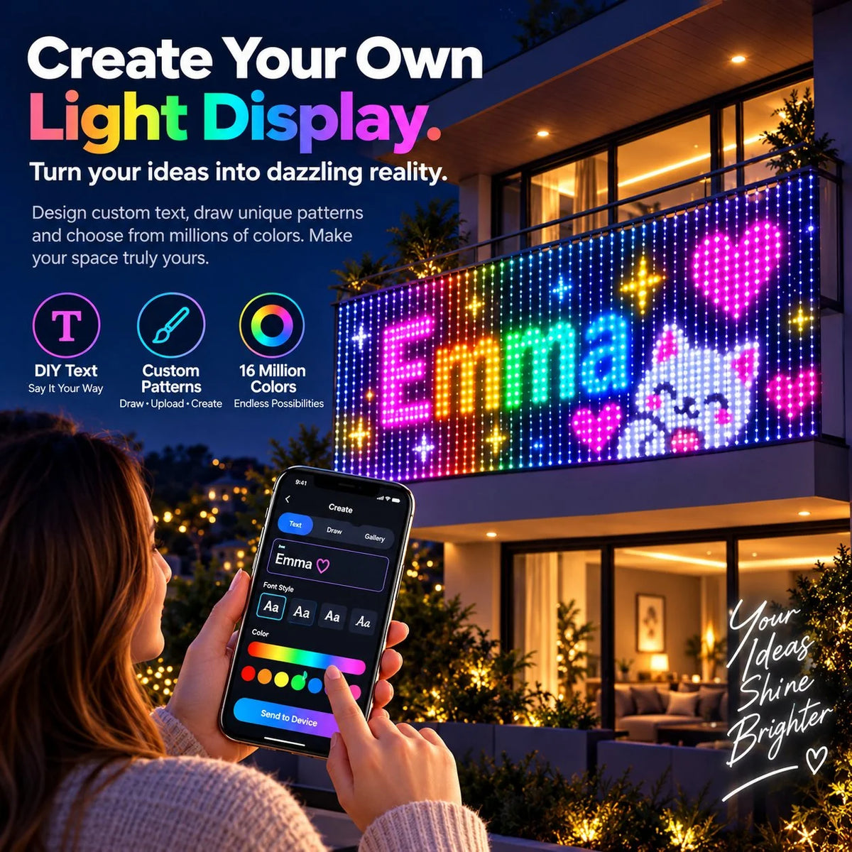 LumiGlow™ — Elevate Your Outdoor Space with Captivating Light Displays