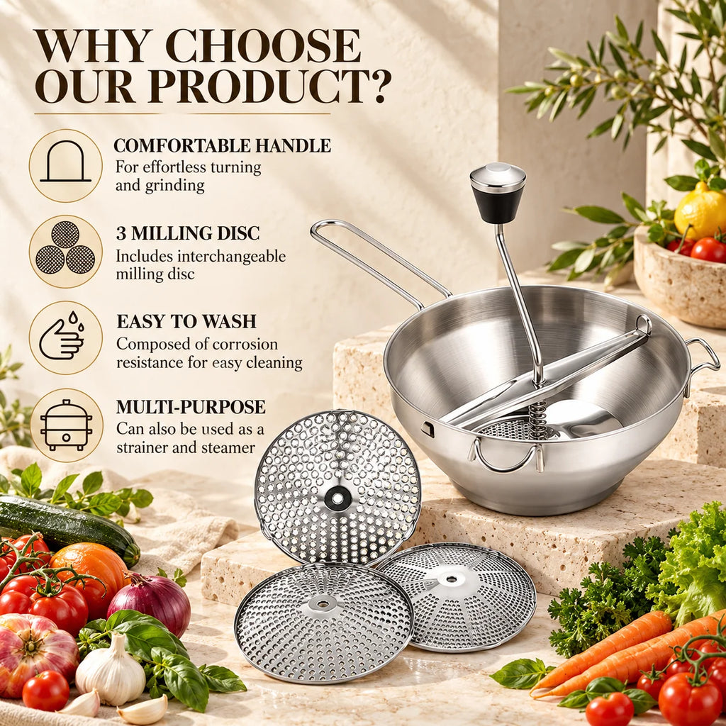 SilkEase™ Food Mill — Effortlessly Create Smooth Purées for Delicious Meals